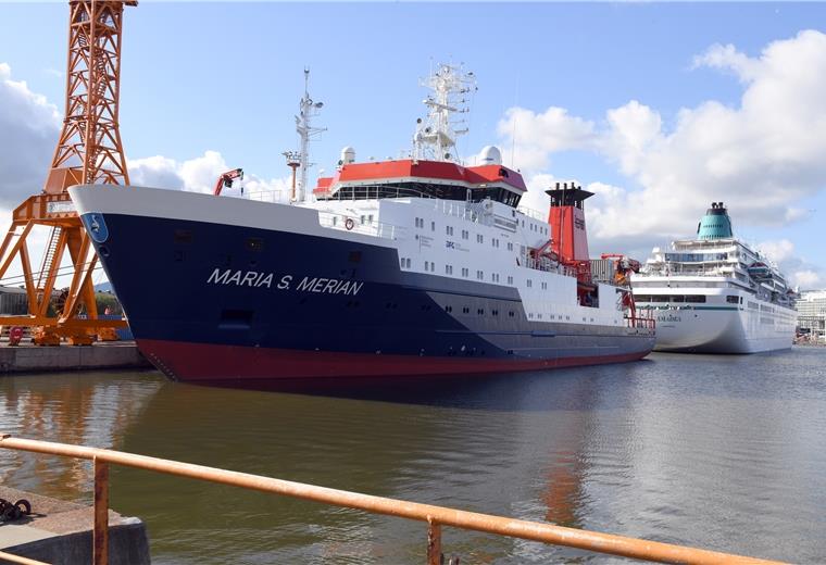 Das „Maria S. Merian“ liegt in der Lloyd-Werft. 