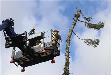 Das THW unterstützt die Feuerwehr in Lehe mit einem Teleskoplader.