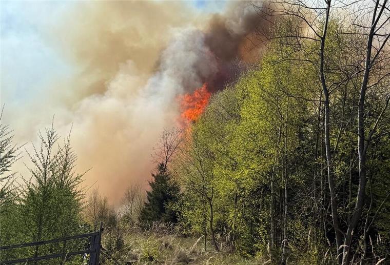 Trockenheit: Umweltschutzamt warnt vor Waldbrandgefahr Auf einem Hinweisschild an einer Straße im Forstrevier im brandenburgischen Groß Schönebeck werden am Freitag (27.04.2007) die Kraftfahrer gebeten, die Zigarettenkippen nicht aus dem Fahrzeug zu werfen.