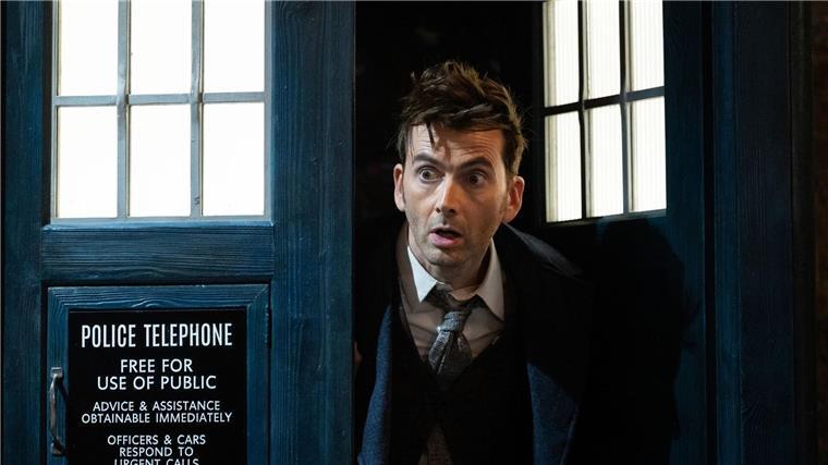 David Tennant als der Doctor in einer Szene aus „Doctor Who“.