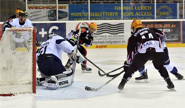 Die Tormaschine gerät ins Stocken DEL-Eishockey mit den Fischtown Pinguins gegen ERC Ingolstadt. Cory Quirk. Foto Scheschonka