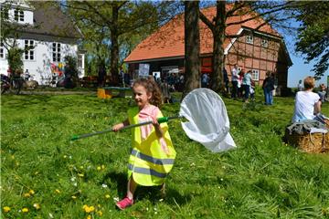 Den Schmetterlingen auf der Spur: Wie die kleine Gianna nutzten viele Kinder und ihre Eltern den langen Tag der StadtNatur in Bad Bederkesa um die Natur einmal ganz bewusst zu erleben.