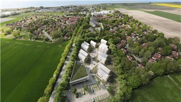 Der 8er-Diek-Ferienpark aus der Vogelperspektive: Sieben Appartementhäuser und ein Hauptgebäude entstehen an der Nordseeallee.