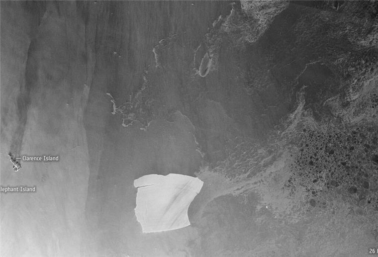 Riesen-Eisberg treibt über den Atlantik Der als A23a bekannte Eisberg bewegt sich vergleichsweise schnell von den antarktischen Gewässern weg, wie Satellitenaufnahmen zeigen.