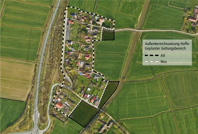 Große Freude in einem kleinen Dorf in der Wesermarsch Der Bauausschuss des Nordenhamer Stadtrates hat sich jetzt für eine abgespeckte Version der Außenbereichssatzung entschieden. Die Hoffer freut's. Sie hatten sich vehement gewehrt gegen eine Bebauung von Weideflächen.