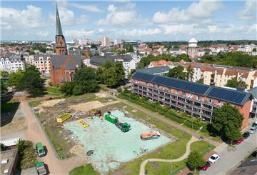 Baufortschritt Ende Juli 2023 bei der Neuen Grundschule Lehe (NGL)