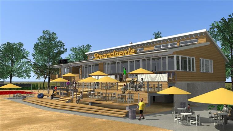 Neuer Anlauf für Strandhalle in Sandstedt Der Entwurf des Architekten Eilert Wilcks für ein Lokal namens „Strandperle“am Standort der ehemaligen Oase.