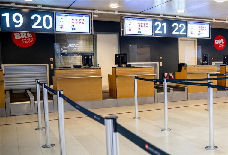Flughafen Bremen erhält Top-Note für Sicherheit Das menschenleere Terminal vom Flughafen Bremen.