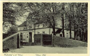Der Gasthof Weser-Hof, in Dedesdorf lag in Deich unmittelbar am Deichschart. Nic...