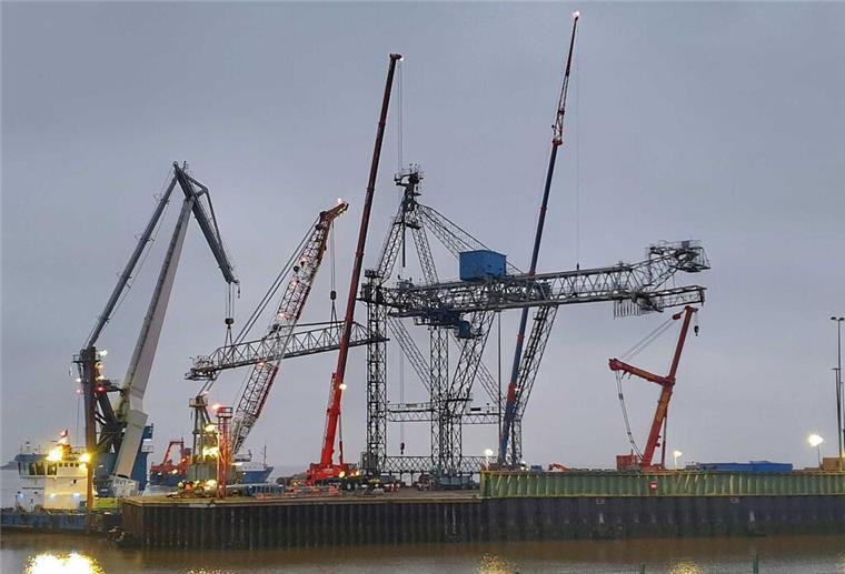 Der Bremerhavener Giraffenkran hat seinen Hals verloren Der Giraffenkran ist enthauptet worden.