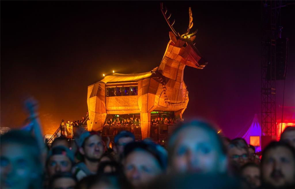 Der Hirsch im Infield beim Deichbrand gehört einfach dazu. Foto: Hartmann