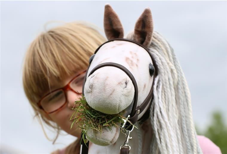 Jana Jülich mit ihrem Hobby Horse Fabio-Pascal beim Springen.