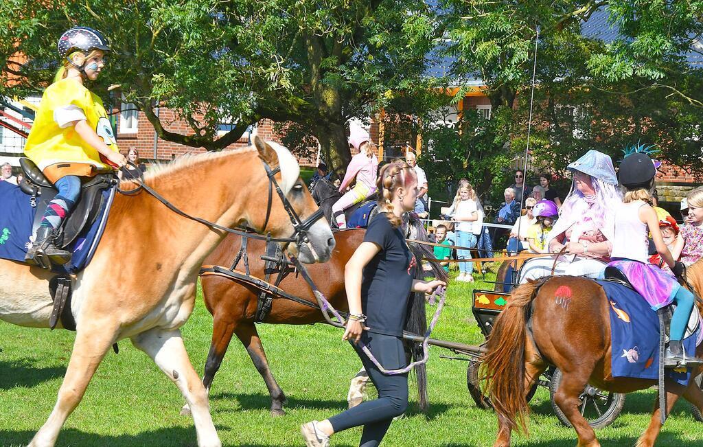Der Kinderpferdehof Robbe zeigte die Zuschauern  eine kunderbunte Show.