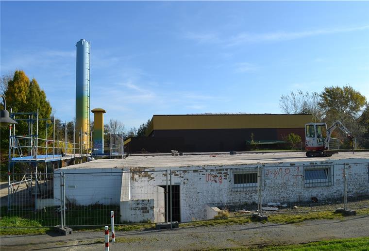Der neue Hort in Hagen entsteht auf der Kellerdecke des ehemaligen Hallenbades.