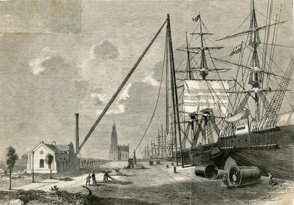 Der Riesenkrahn von 1866 auf der Westkaje im Neuen Hafen. Er diiente unter ander...