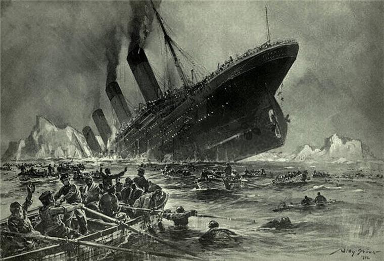 Beweis: Bremerhavener überlebt „Titanic“-Untergang Der Untergang der Titanic nahe Cap Race (Neufundland) ist auf einem Gemälde festgehalten.