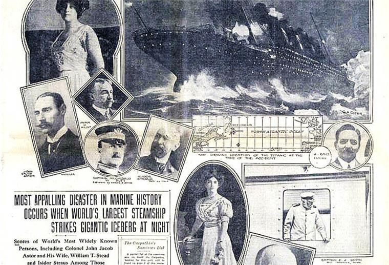 Titanic: Ein Restaurant erinnert an eine fatale Jungfernfahrt Der Untergang sorgte für Schlagzeilen. Hier die Titelseite des New York Herald vom 15. April 1912.