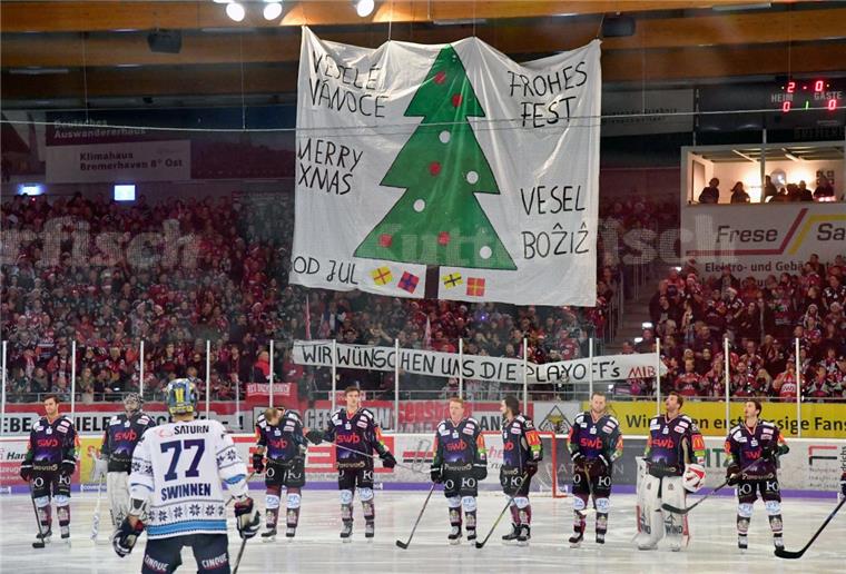 Der Weihnachtswunsch der Bremerhavener Fans: die Playoffs.