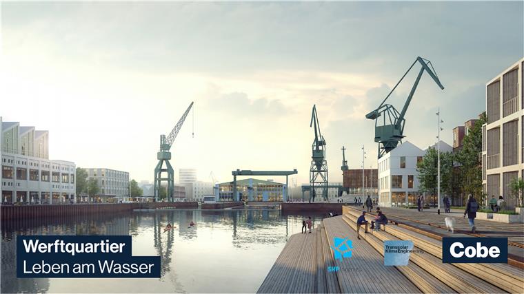 So könnte Bremerhavens neuer Stadtteil aussehen Die Architekten arbeiten nicht nur mit Plänen, sondern haben ihre Ideen auch am Computer lebendig werden lassen.