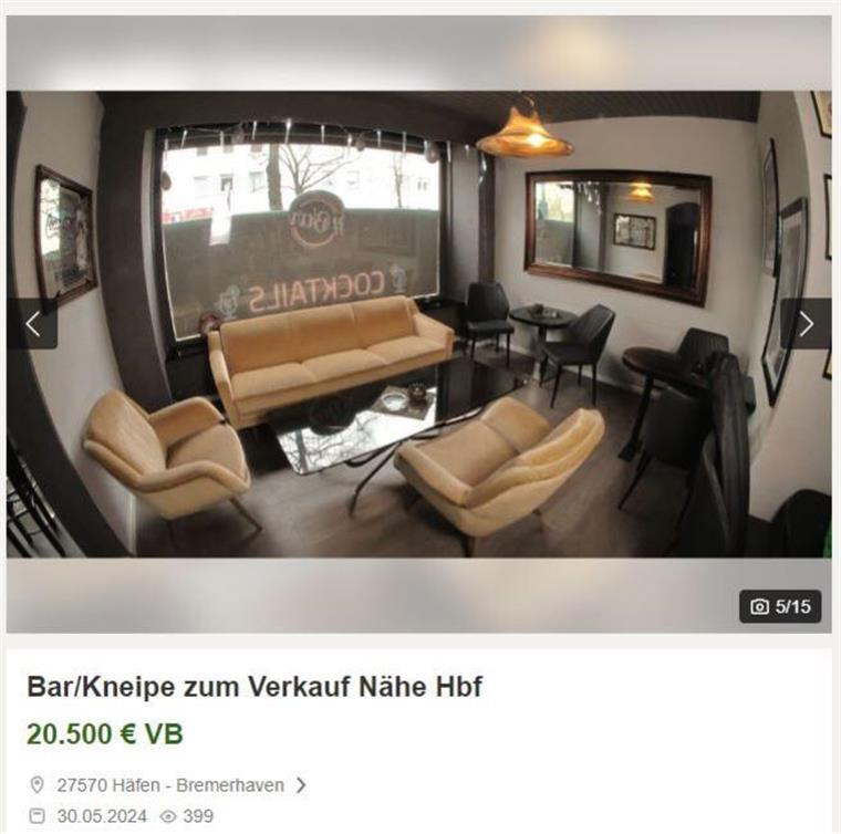 Neuer Besitzer gesucht: Diese Bar in Bremerhaven könnt ihr ertauschen Die Bar gibt es bei Kleinanzeigen für 20.500 Euro. Oder zum Tausch.