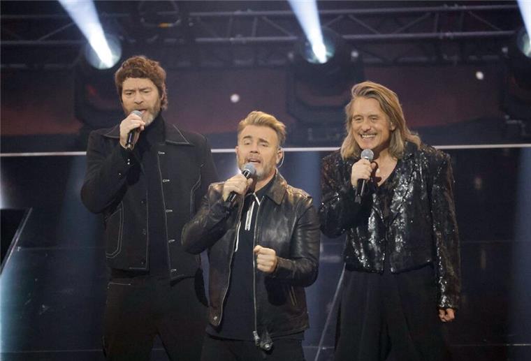 Die britische Band Take That performte ihren Kulthit „Back for Good“.