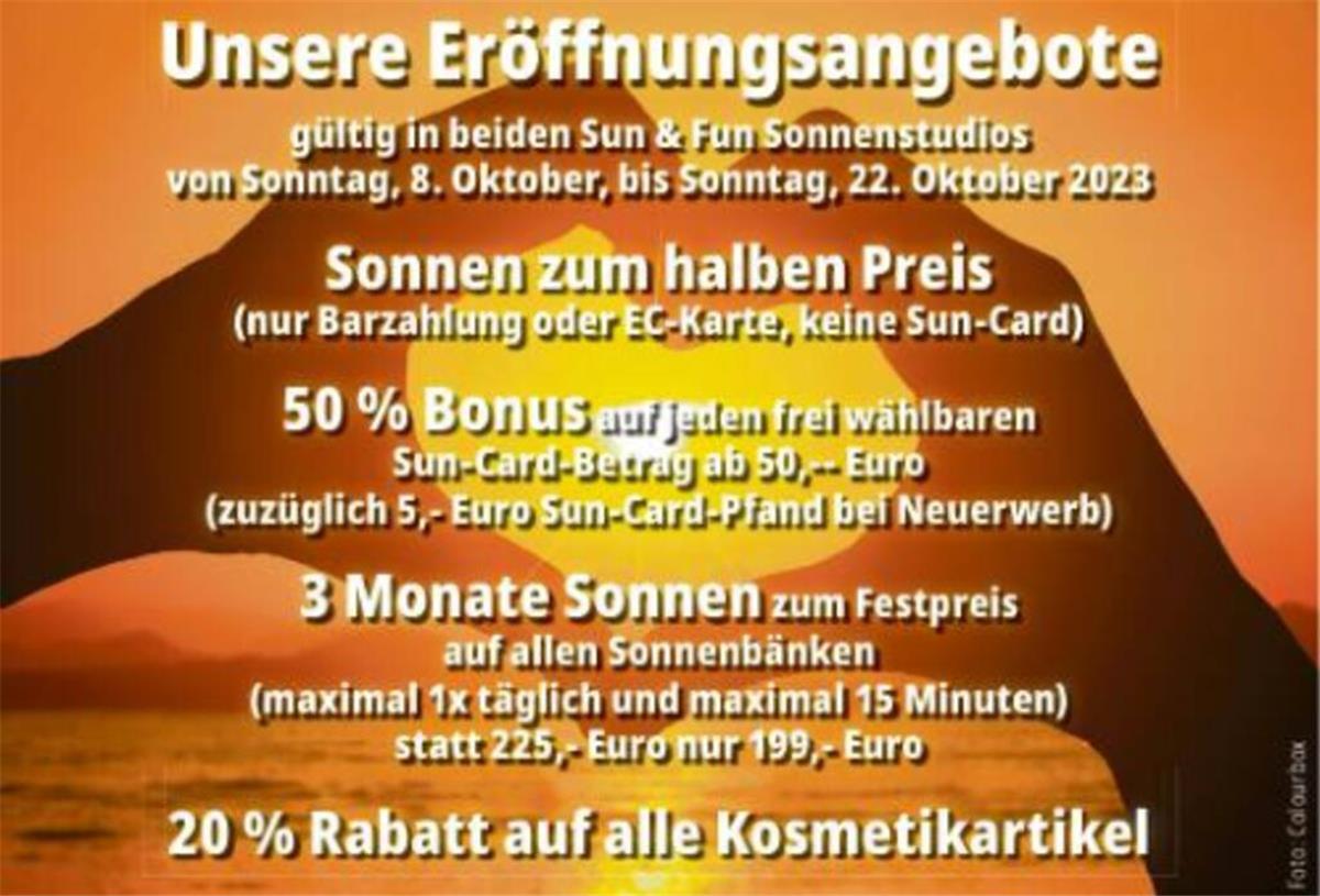 Sun & Fun: Der Studioumbau am Flötenkiel ist abgeschlossen Eröffnungsangebot