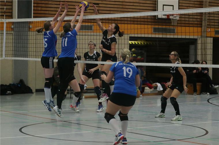 Volleyball-Frauen des SV Nordenham sind im Aufwind Die erste Nordenhamer Mannschaft (rechts vom Netz) hatte personalbedingt eine schwierige Saison, hielt aber die Bezirksliga.