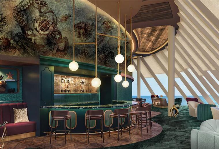 „Mein Schiff Flow“: So soll das neue Super-Kreuzfahrtschiff von innen aussehen Die exklusive Captain’s Bar auf Deck 16 lädt zum Verweilen ein.