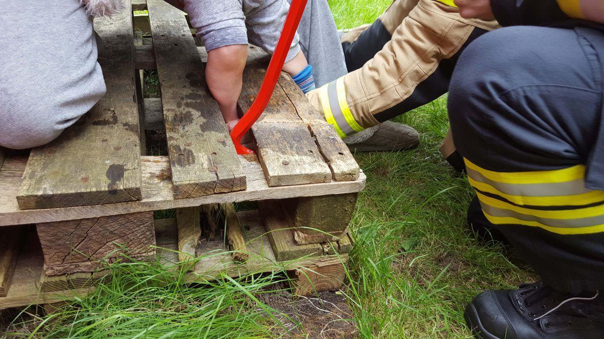 Grünhöfe: Feuerwehr rettet einjähriges Kind aus Notlage Die Feuerwehr Bremerhaven hat ein Kleinkind gerettet, dessen Bein in einer Europalette feststeckte.