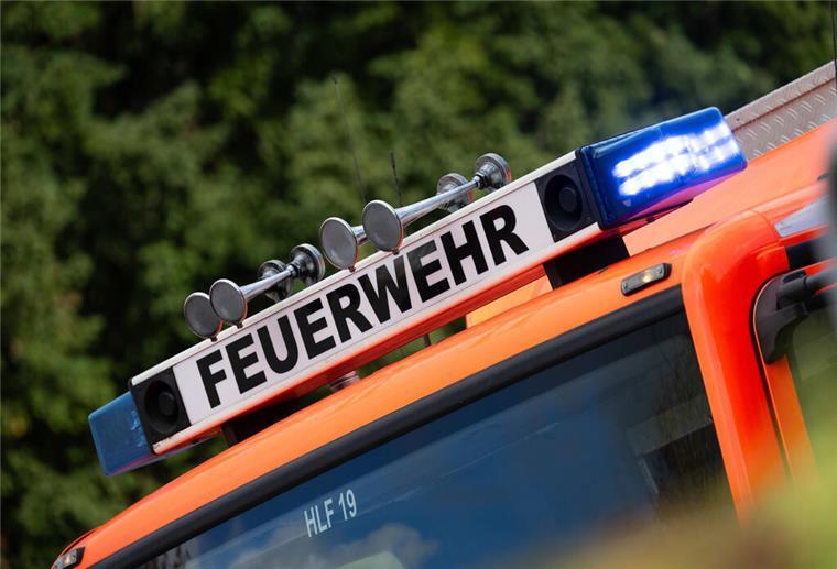 Heu gerät in Brand: Zwei Hunde vor Feuer in Reetdachhaus in Wittstedt gerettet Blaulicht ist während eines Brandes auf einem Einsatzfahrzeug der Feuerwehr zu sehen.
