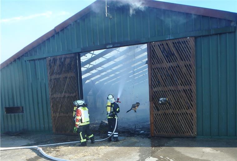 Feuer zerstört riesigen Putenstall im Landkreis Rotenburg Die Feuerwehr konnte den Stall lediglich kontrolliert abbrennen lassen.