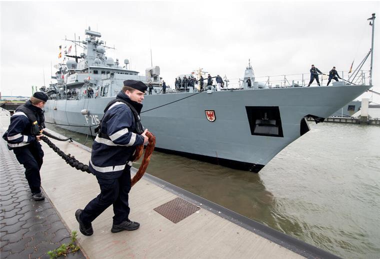 Fregatte „Brandenburg“ läuft am Donnerstag ins Mittelmeer aus Die Fregatte "Brandenburg" liegt in ihrem Heimathafen Wilhelmshaven.