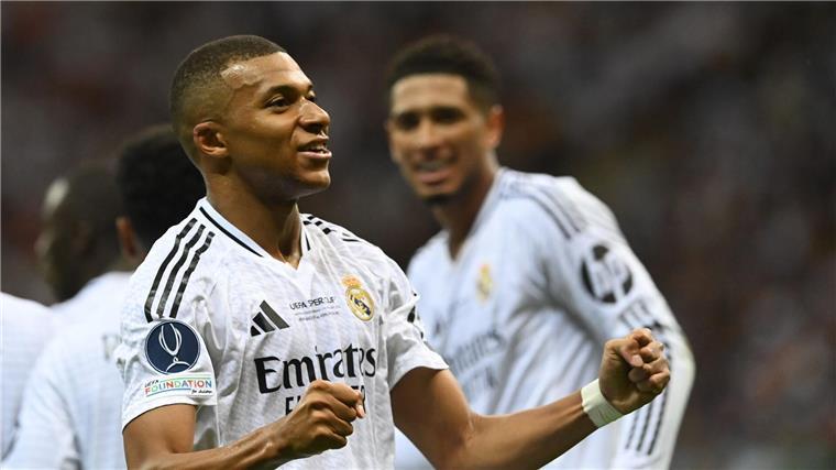 Die Freude von Kylian Mbappé nach seinem ersten Pflichtspieltor für Real Madrid war groß.