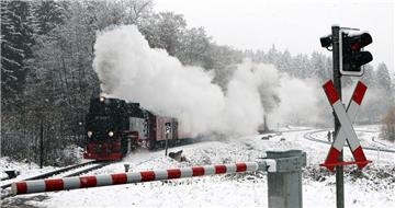 Die Harzer Schmalspurbahn fuhr heute durch eine weiße Winterlandschaft.