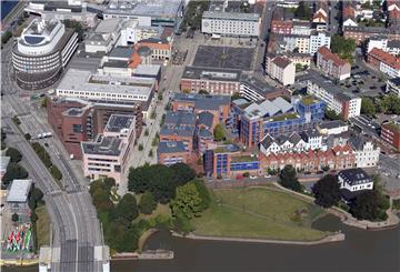 Die Hochschule Bremerhaven aus der Luft betrachtet. Sie soll weiter wachsen.