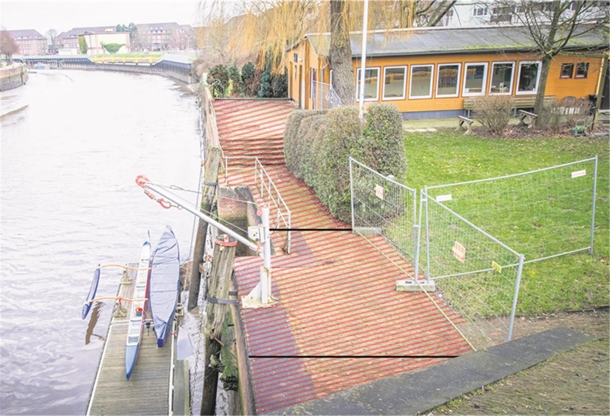 Die Kaje an der Alten Geestebrücke wird noch einmal geflickt, so dass die Sportler unter Auflagen wieder trainieren können. Foto: Hartmann