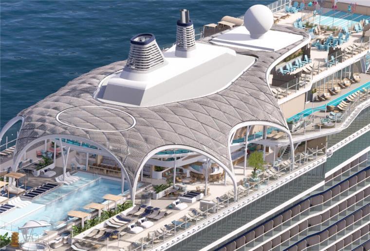 „Mein Schiff Relax“: Das sind die schönsten Plätze zum Wohlfühlen an Bord So sieht die "Mein Schiff Relax" von oben aus.