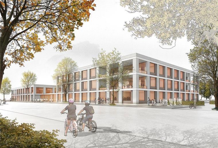 Bremerhaven: „Schule wird hier von den Kindern aus gedacht“ Die neue Oberschule Lehe entsteht neben dem Schulzentrum Geschwister Scholl an der Pestalozzistraße.