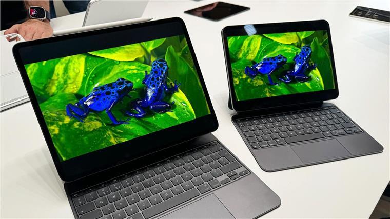 Apple macht iPad stärker zur Notebook-Konkurrenz Die neuen iPad Pro-Modelle auf einem Event von Apple.