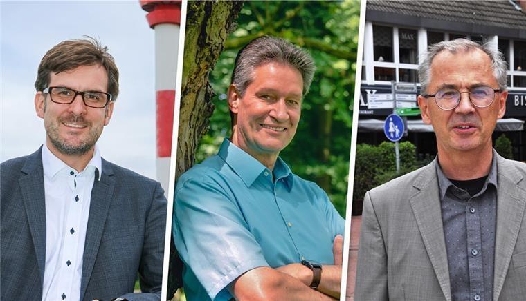 Podiumsdiskussion: Wer wird der neue Nordenhamer Bürgermeister? Die Nordenhamer Bürgermeisterkandidaten (von links): Nils Siemen, Tim Lorenz und Raoul Krippner.