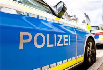Ein Polizeiauto steht am Straßenrand.