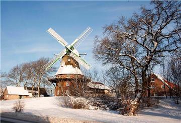 Mühle Midlum im Schnee