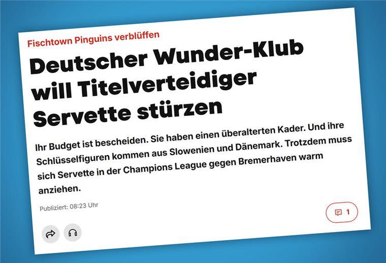Die Schweizer Zeitung "Blick" adelt die Fischtown Pinguins, stichelt aber gleichzeitig gegen die Bremerhavener.