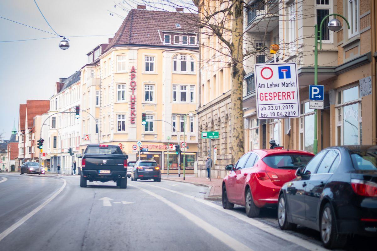 Die Straße Am Leher Markt wird ab Mittwoch gesperrt.