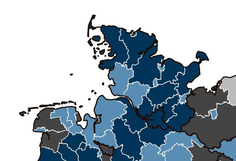 Bremerhaven hängt Bremen in Regionalranking deutlich ab Diese Karte zeigt, wie das Regionalranking 2022 die Entwicklung der Regionen in Norddeutschland einstuft. Alle hellblauen Räume sind "Aufsteiger" - darunter Bremerhaven. Alle dunkelgrauen Regionen sind "Underperformer" - darunter Bremen.