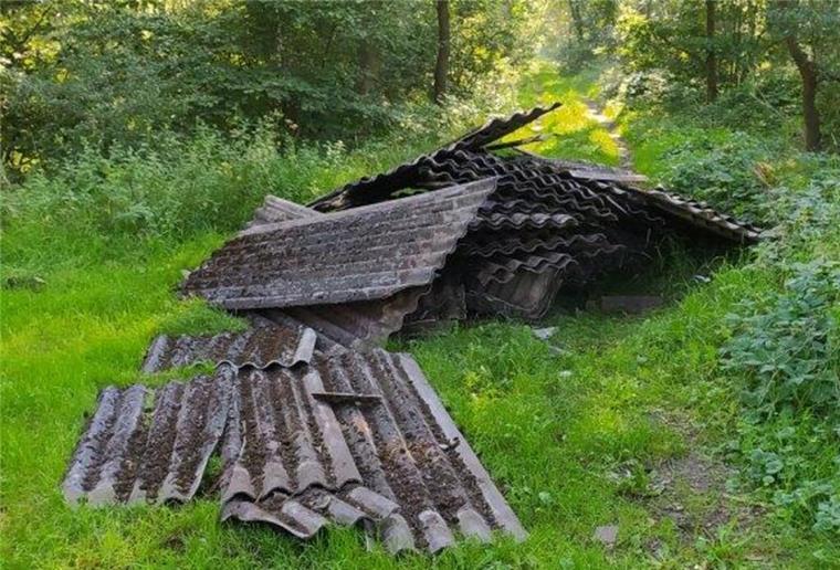 Waldweg in Schiffdorf wird als wilde Müllkippe missbraucht Diese Platten wurden in Schiffdorf illegal entsorgt.