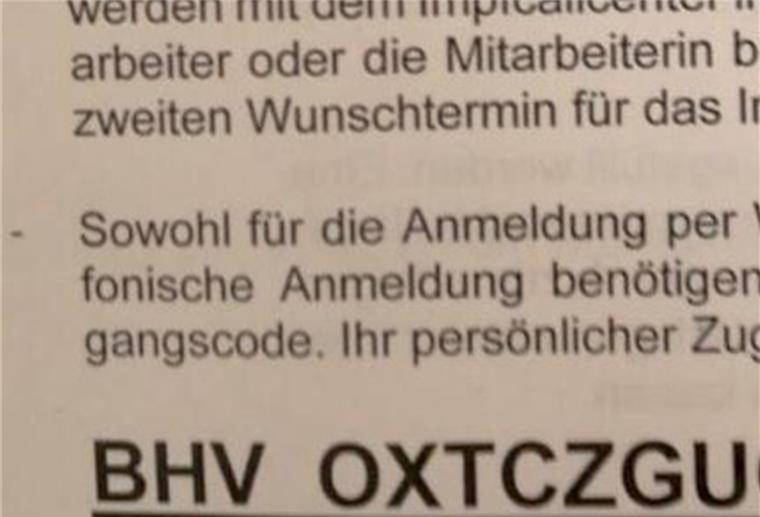 Dieser durchgehende Strich machte den Code für die Anmmeldung für die Corona-Impfung anfangs unbrauchbar.