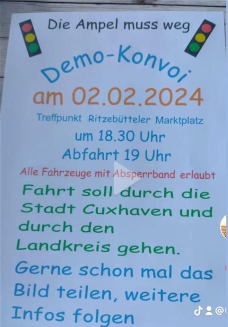 Demo gegen die Ampel-Regierung: Unbekannte planen großen Konvoi durch Cuxhaven Dieser Flyer sorgt aktuell für Diskussionen in den sozialen Medien.