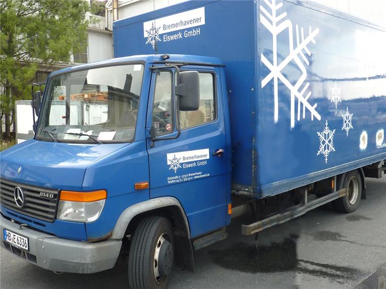Wer hat den blauen Eiswerke-Laster gesehen? Dieser Laster wurde im Fischereihafen geklaut.