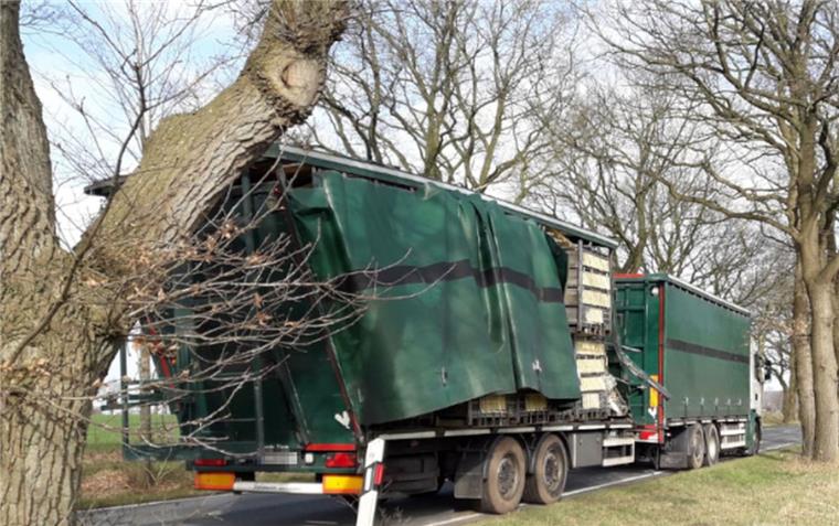 Geestland: Geflügeltransporter fährt gegen Baum Dieser Unfall in Krempel (Geestland) ging noch glimpflich aus.